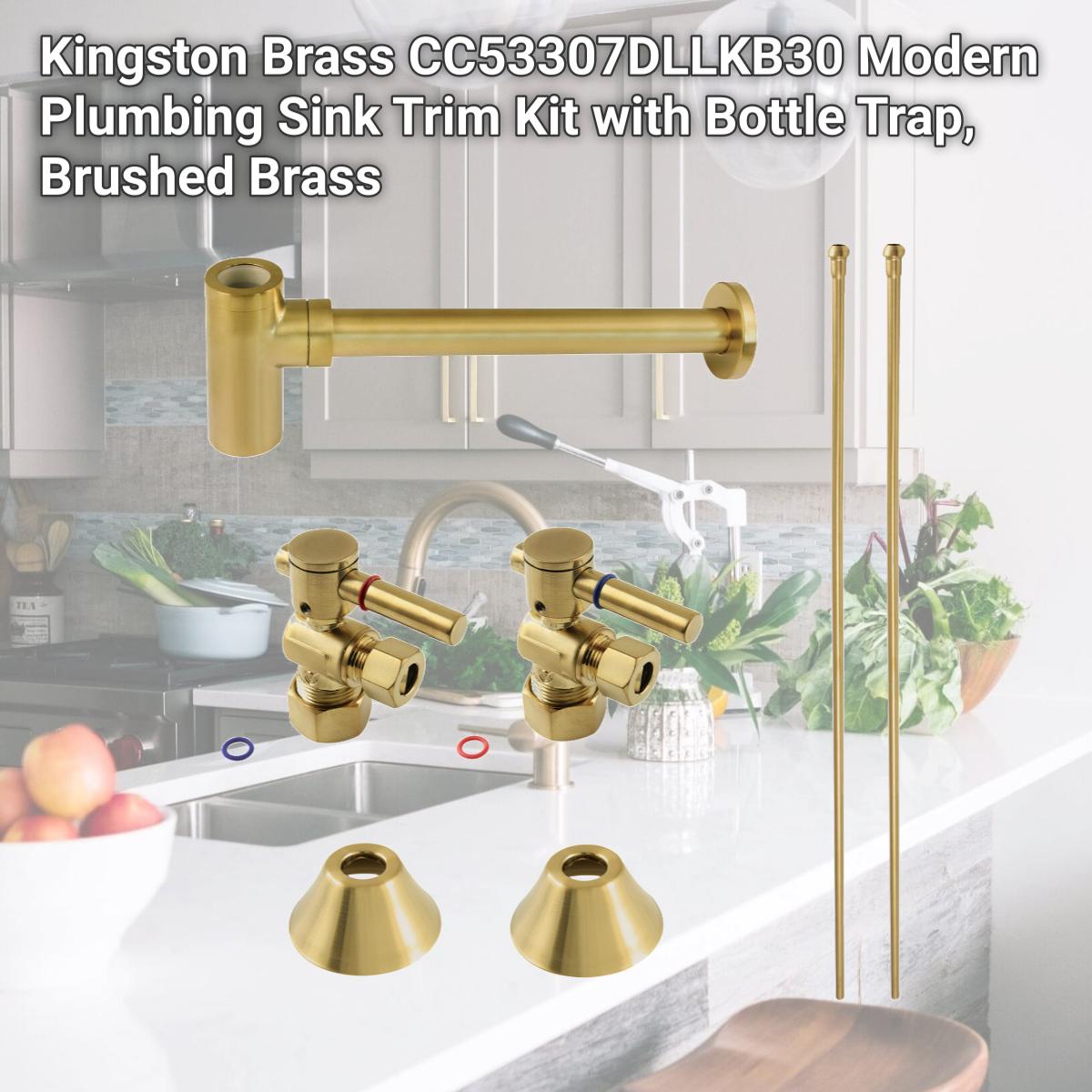 Picture of Kingston Brass CC53307DLLKB30 Modern Plumbing Sink Trim Kit with Bottle Trap, Brushed Brass