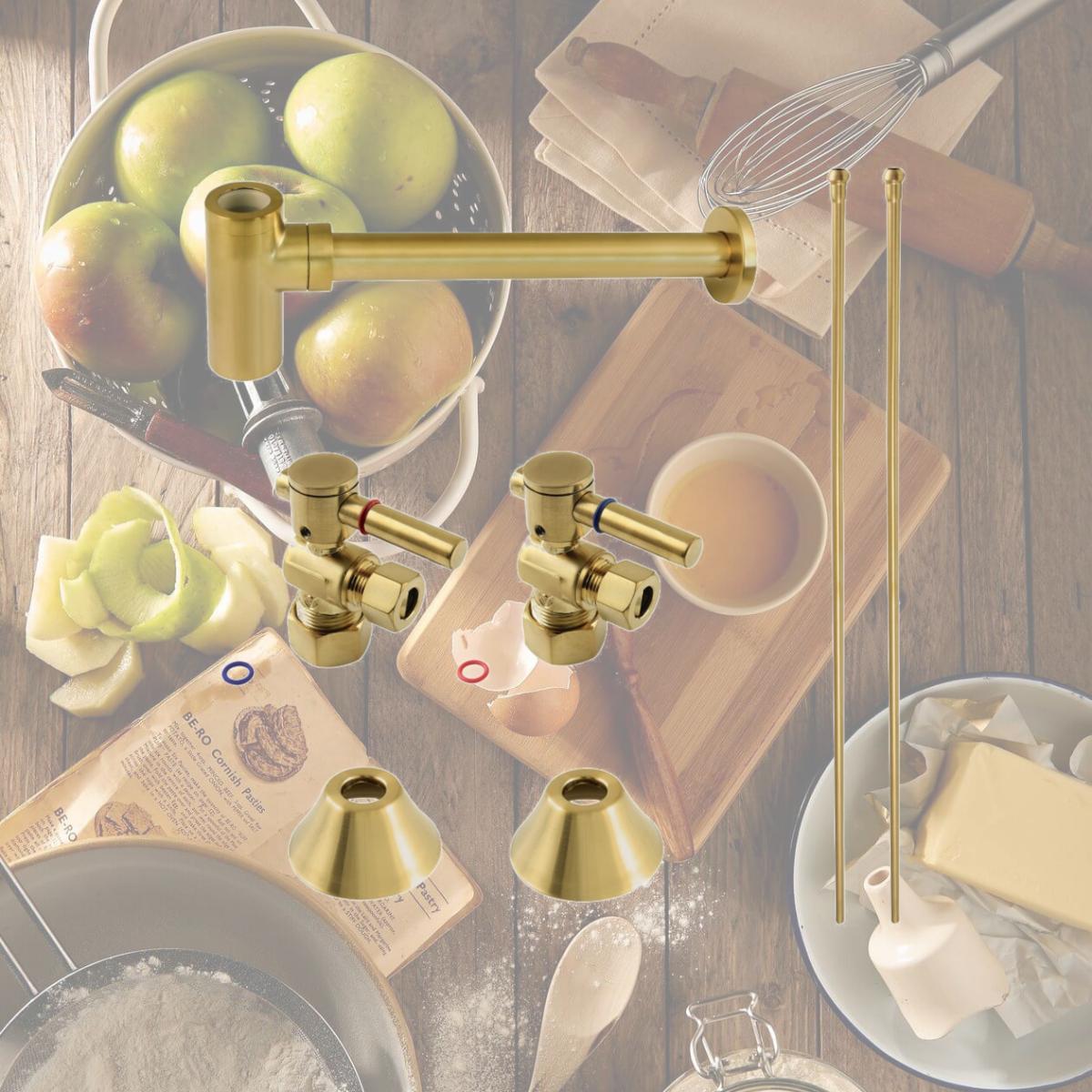 Picture of Kingston Brass CC53307DLLKB30 Modern Plumbing Sink Trim Kit with Bottle Trap, Brushed Brass