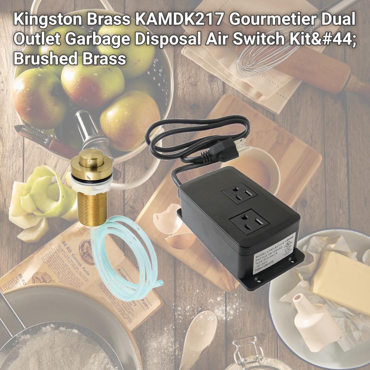 Picture of Kingston Brass KAMDK217 Gourmetier Dual Outlet Garbage Disposal Air Switch Kit, Brushed Brass
