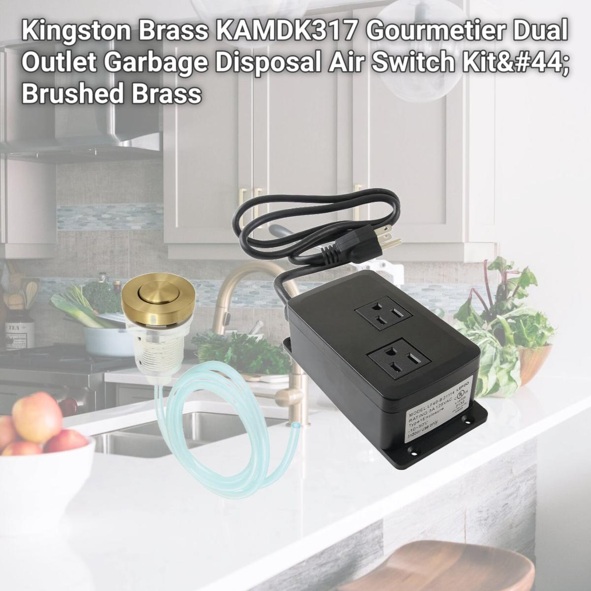 Picture of Kingston Brass KAMDK317 Gourmetier Dual Outlet Garbage Disposal Air Switch Kit, Brushed Brass