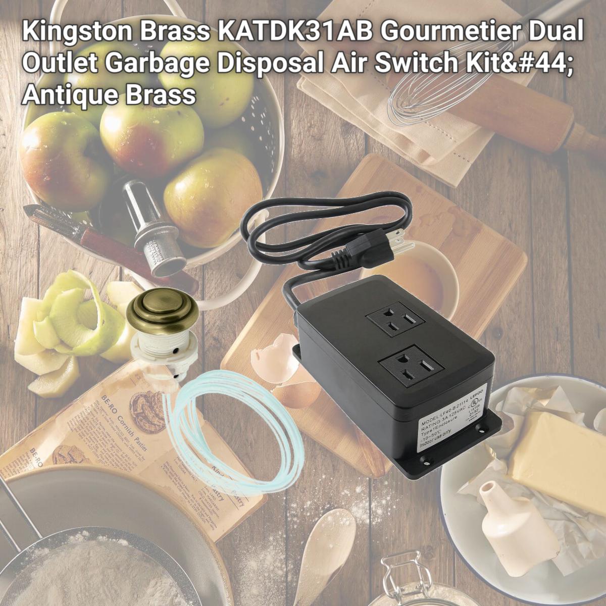 Picture of Kingston Brass KATDK31AB Gourmetier Dual Outlet Garbage Disposal Air Switch Kit, Antique Brass