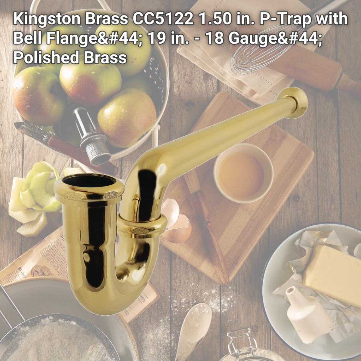 Picture of Kingston Brass CC5122 1.50 in. P-Trap with Bell Flange, 19 in. - 18 Gauge, Polished Brass