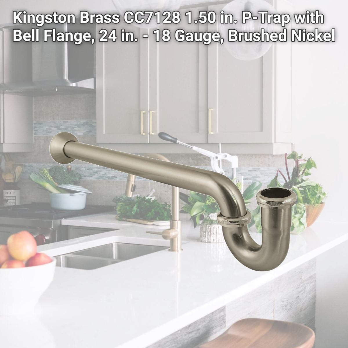 Picture of Kingston Brass CC7128 1.50 in. P-Trap with Bell Flange, 24 in. - 18 Gauge, Brushed Nickel