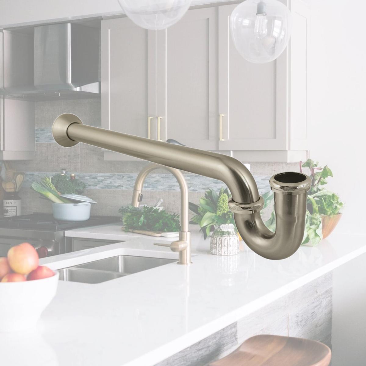 Picture of Kingston Brass CC7128 1.50 in. P-Trap with Bell Flange, 24 in. - 18 Gauge, Brushed Nickel