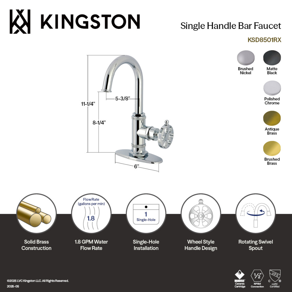 Picture of Kingston Brass KSD8503RX Belknap Single-Handle Bar Faucet - Antique Brass