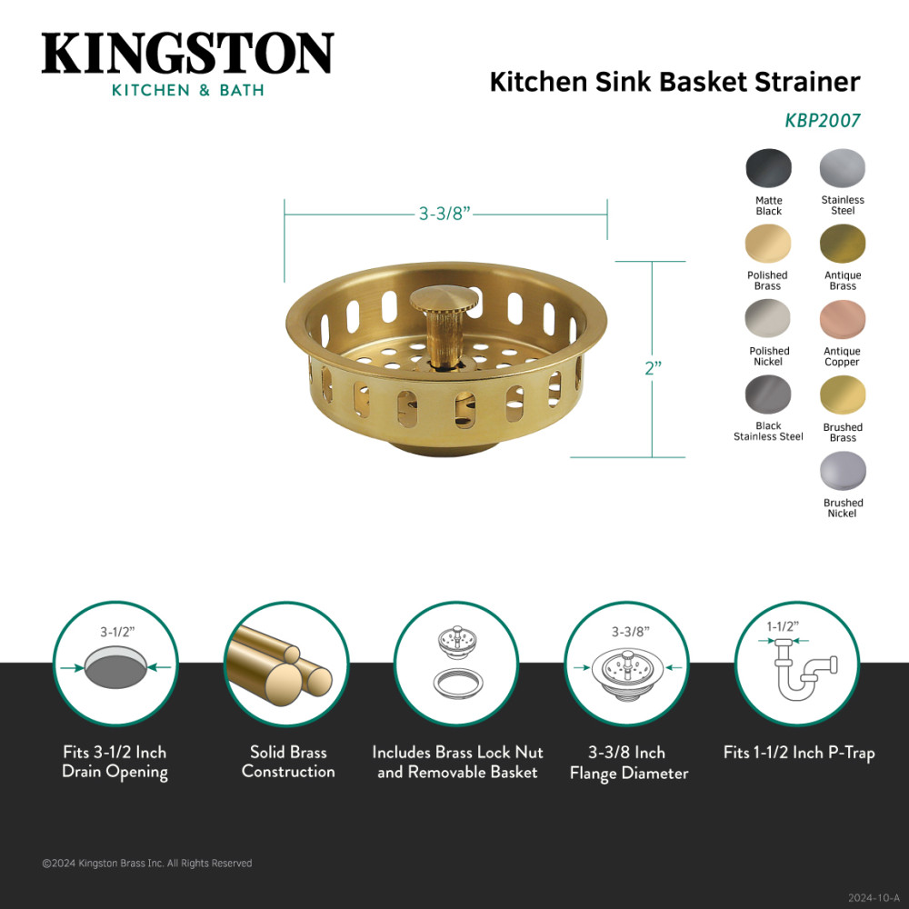 Picture of Kingston Brass KBP2001 Made to Match Kitchen Sink Basket Strainer - Polished Chrome