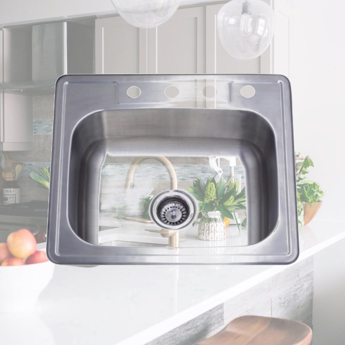 Picture of Kingston Brass GKTS25228 Gourmetier Studio GKTS25227 Self Rimming Single Bowl Sink  Brushed Nickel