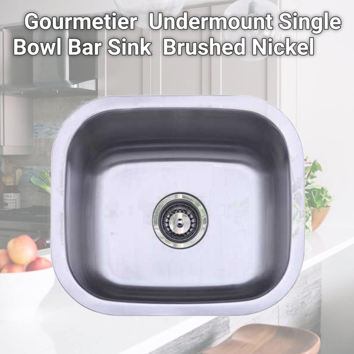 Picture of Kingston Brass GKUS16168 Gourmetier GKUS16168 Undermount Single Bowl Bar Sink  Brushed Nickel