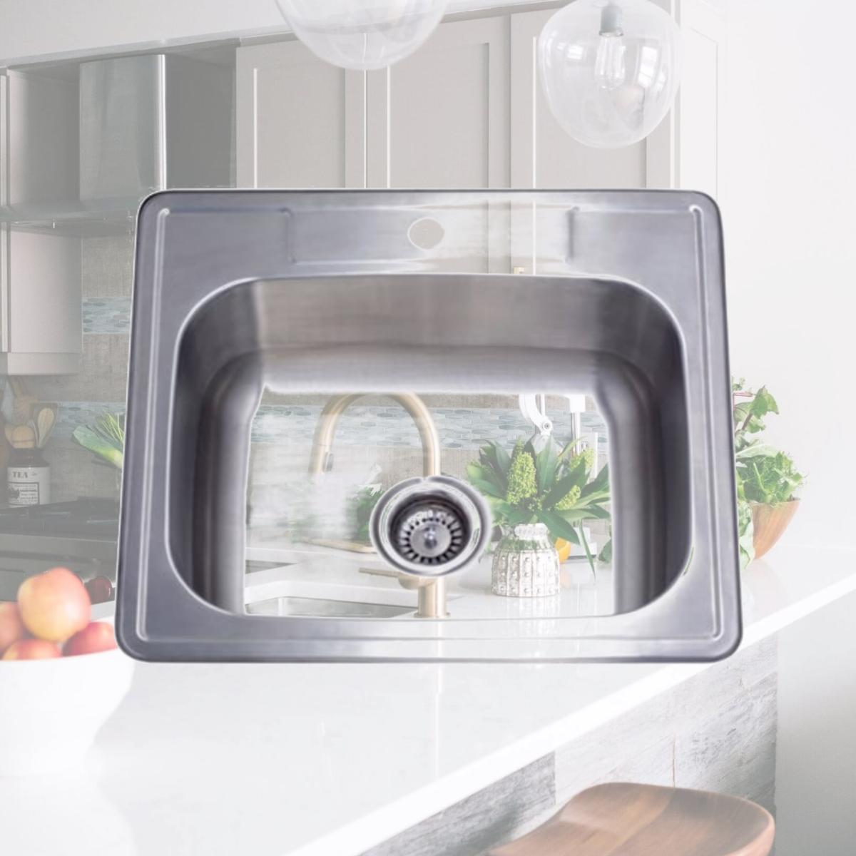 Picture of Kingston Brass GKTS252281 Gourmetier Studio GKTS252283 Self Rimming Single Bowl Sink  Brushed Nickel