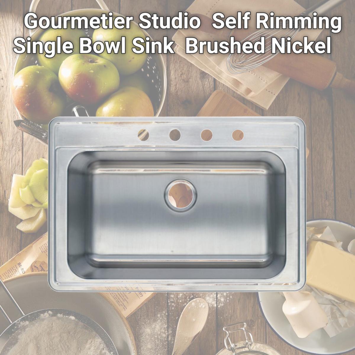 Picture of Kingston Brass GKTS332290 Gourmetier Studio GKTS332290 Self Rimming Single Bowl Sink  Brushed Nickel
