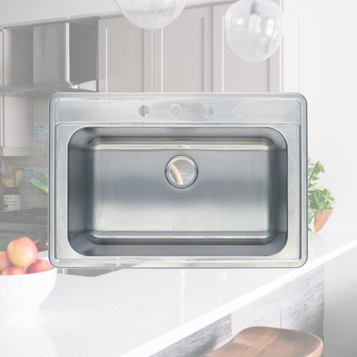 Picture of Kingston Brass GKTS332290 Gourmetier Studio GKTS332290 Self Rimming Single Bowl Sink  Brushed Nickel
