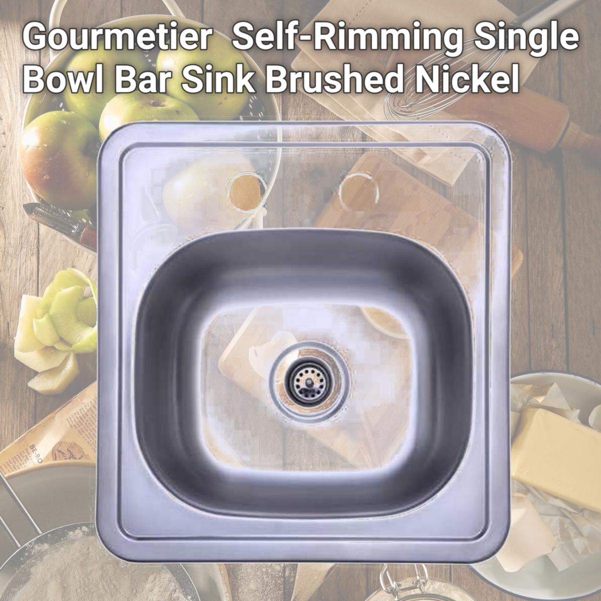 Picture of Kingston Brass GKTS1515 Gourmetier GKTS1515 Self-Rimming Single Bowl Bar Sink  Brushed Nickel
