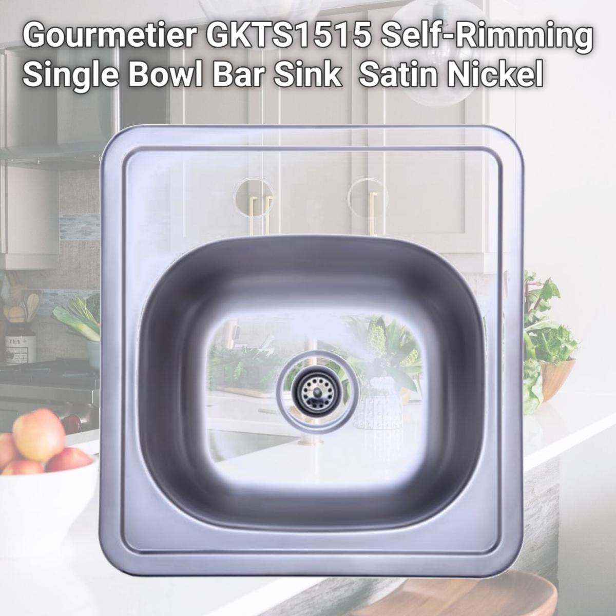 Picture of Gourmetier GKTS1515 Self-Rimming Single Bowl Bar Sink  Satin Nickel