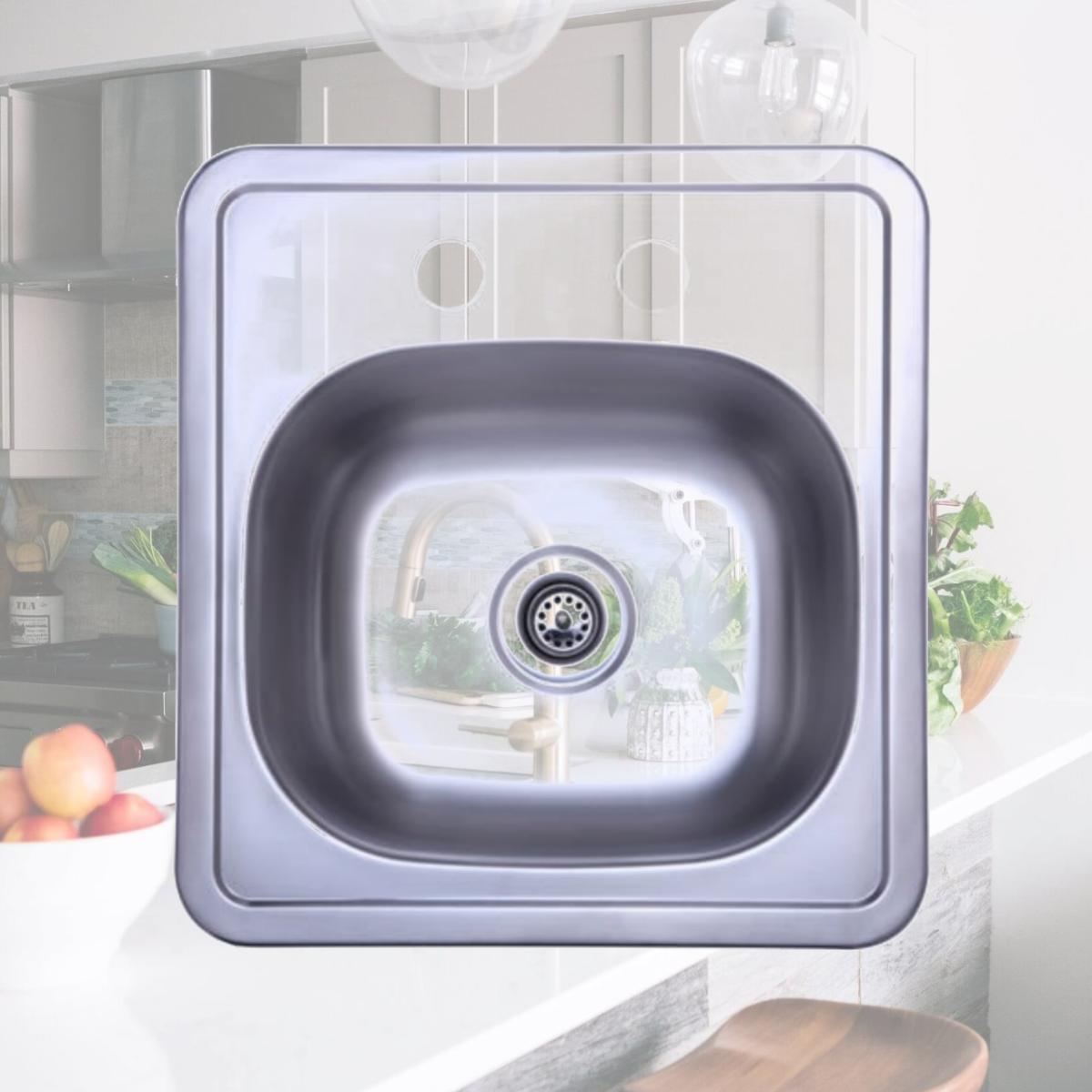Picture of Gourmetier GKTS1515 Self-Rimming Single Bowl Bar Sink  Satin Nickel