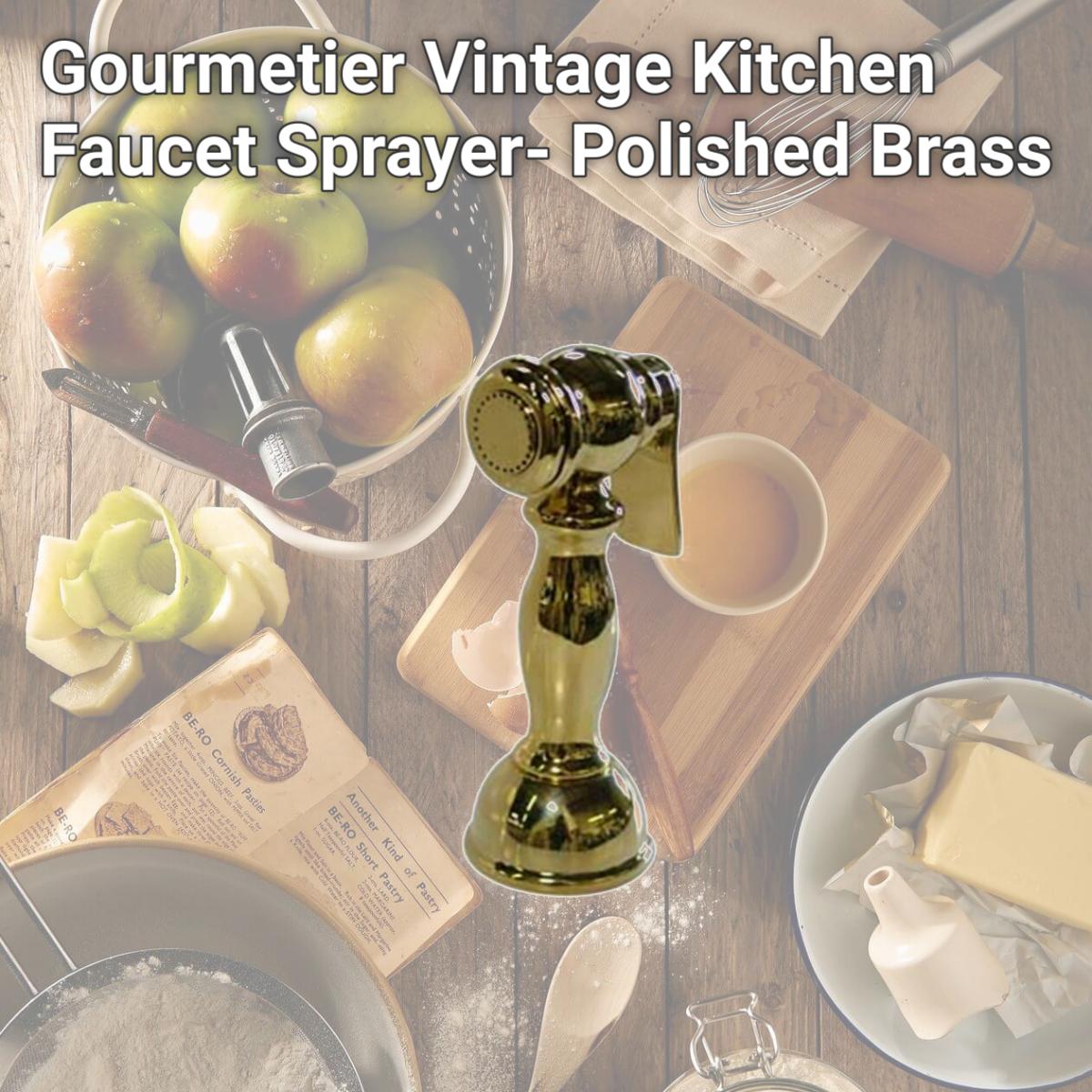 Picture of Kingston Brass CCRP1K2SPR Gourmetier Vintage Kitchen Faucet Sprayer- Polished Brass