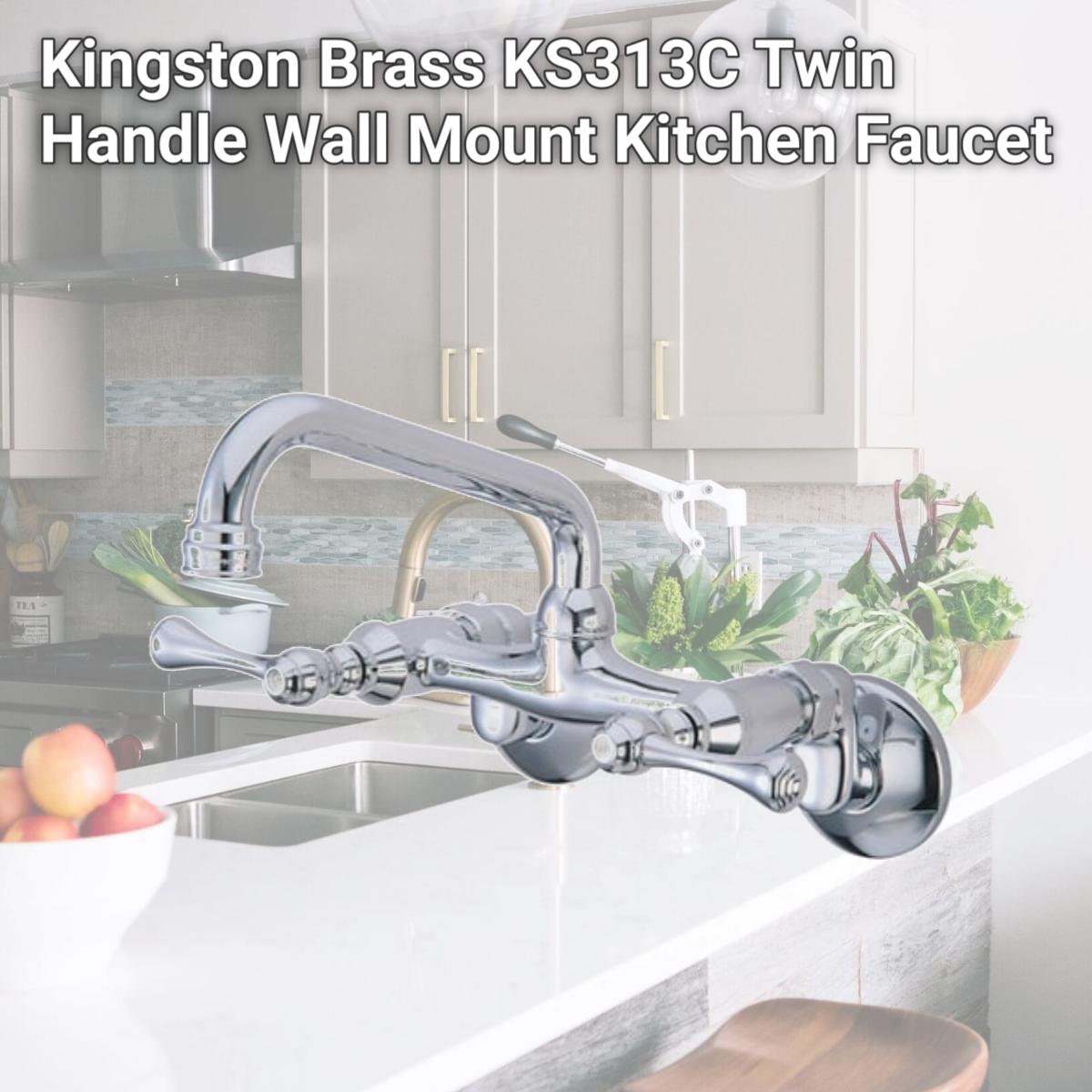 Picture of Kingston Brass KS313C Twin Handle Wall Mount Kitchen Faucet