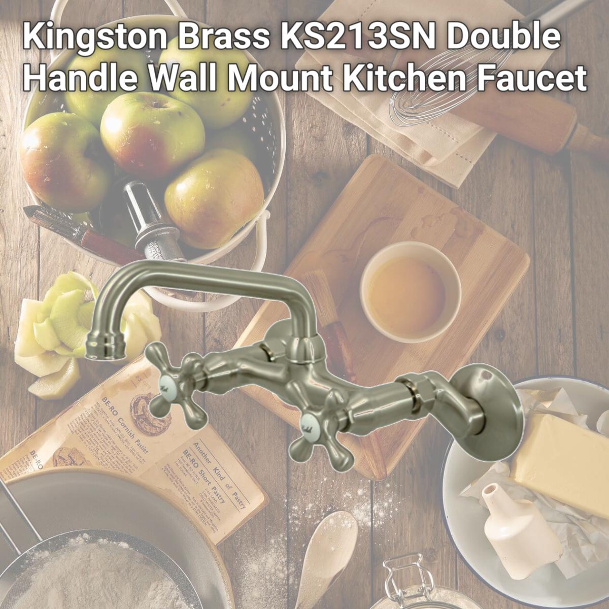 Picture of Kingston Brass KS213SN Double Handle Wall Mount Kitchen Faucet