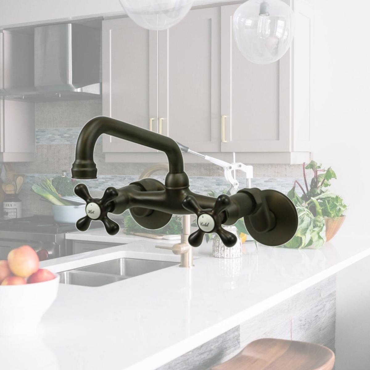 Picture of Kingston Brass KS213ORB Double Handle Wall Mount Kitchen Faucet