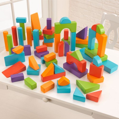63340 Wooden Block Set, Bright Colors - 60 Piece