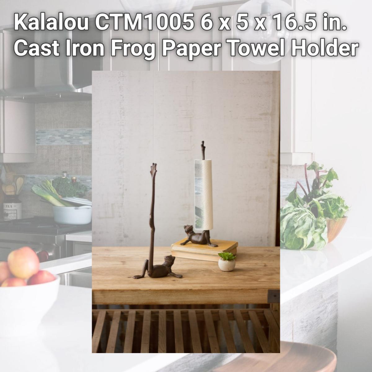 Picture of Kalalou CTM1005 6 x 5 x 16.5 in. Cast Iron Frog Paper Towel Holder