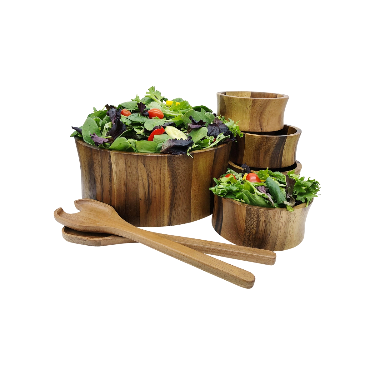 328c-7 Extra Large Salad Bowl With Servers & Individuals Bowls - 7 Piece