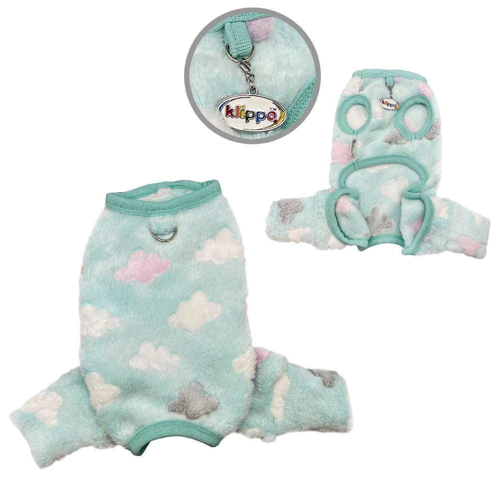 Picture of Klippo KBD096XL Ultra Plush Fluffy Clouds Front Sleeveless Pajamas, Blue - Extra Large