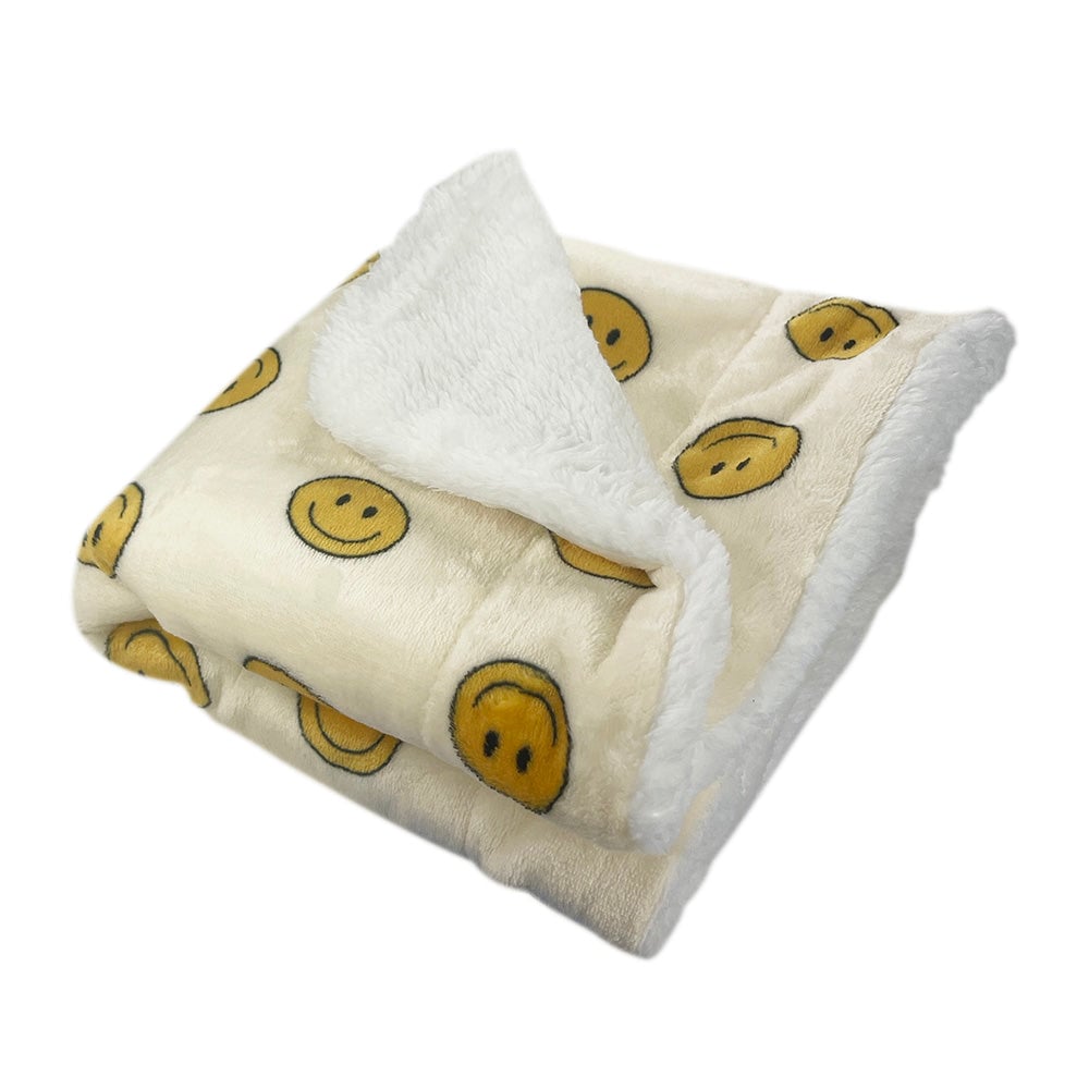 Picture of Klippo KBLNK101S Ultra Plush Happy Face Blanket, Yellow - Small