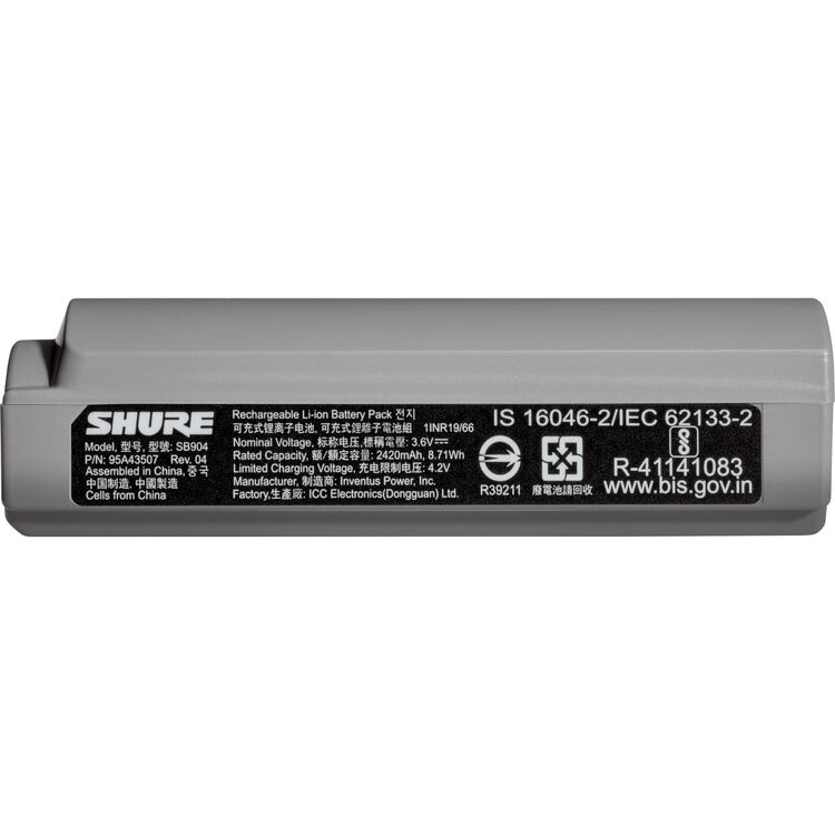 SB904-U Rechargeable Battery for GLX-D Plus Wireless Transmitters
