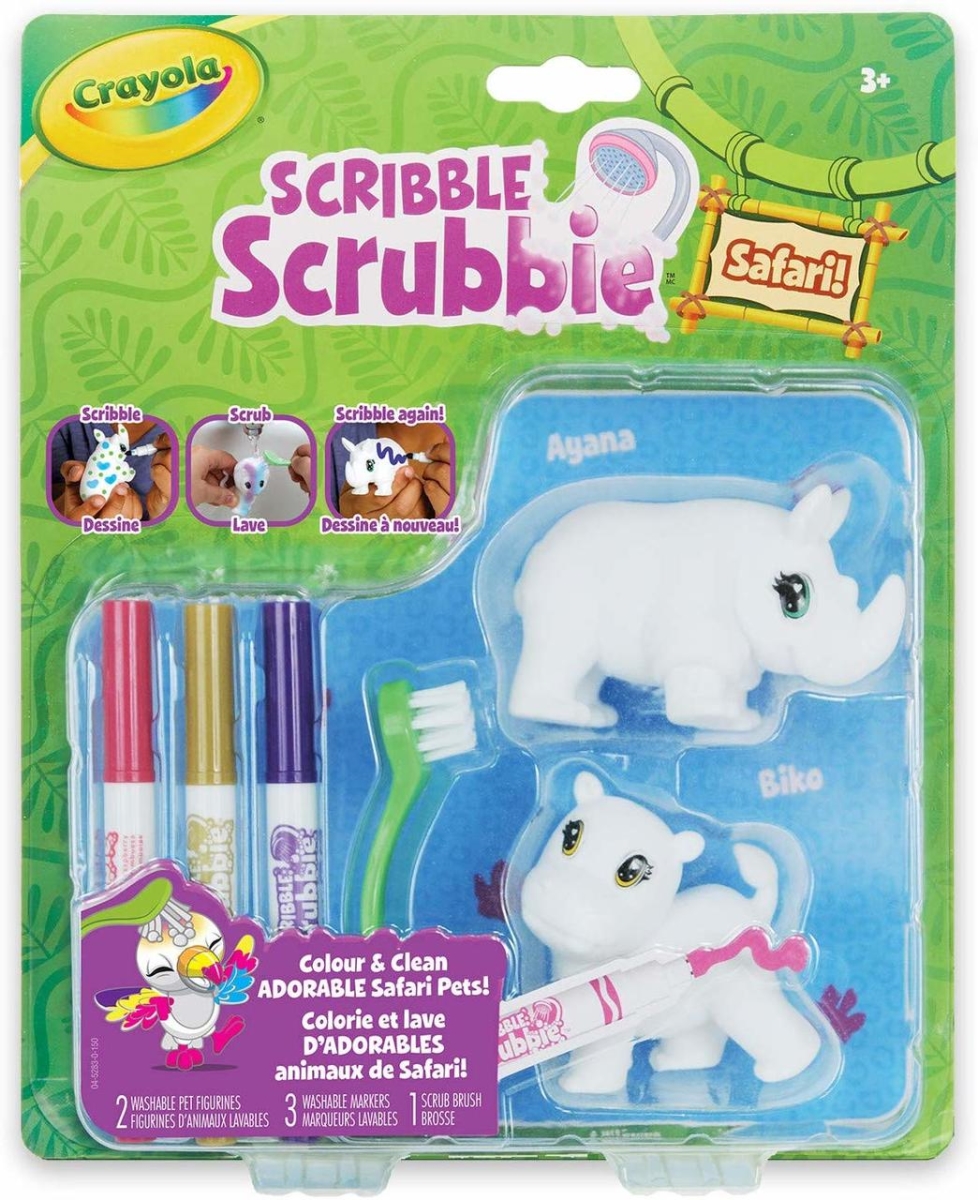Crayola 30372835 Scribble Scrubbie Safari Animals - Rhino & Hippo