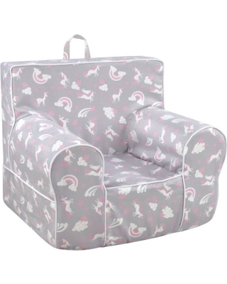 Kangaroo Trading 4070udw Classic Grab-n-go Foam Chair With Handle - Unicorn Dreams With White Welt, Grey, White & Pink