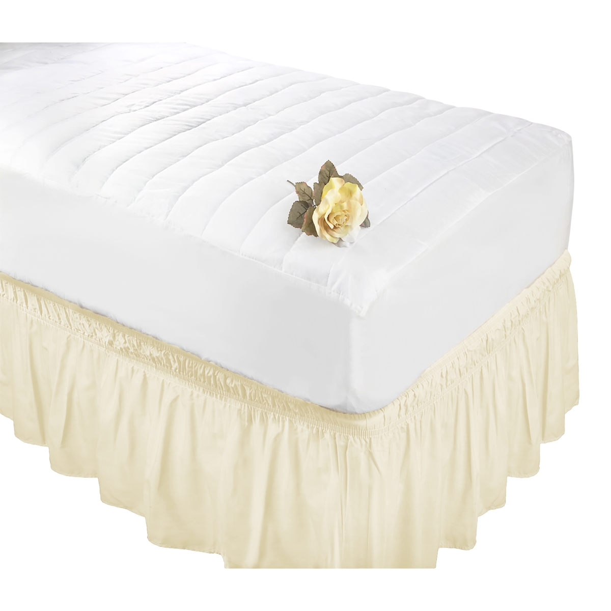 1112-beige Wrap Around Bed Ruffle, Beige - Twin & Full Size