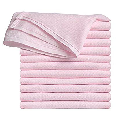 Cng-pink-12 Clips N Grips Birdseye Flatfold Cloth Diapers, Pink - 12 Count