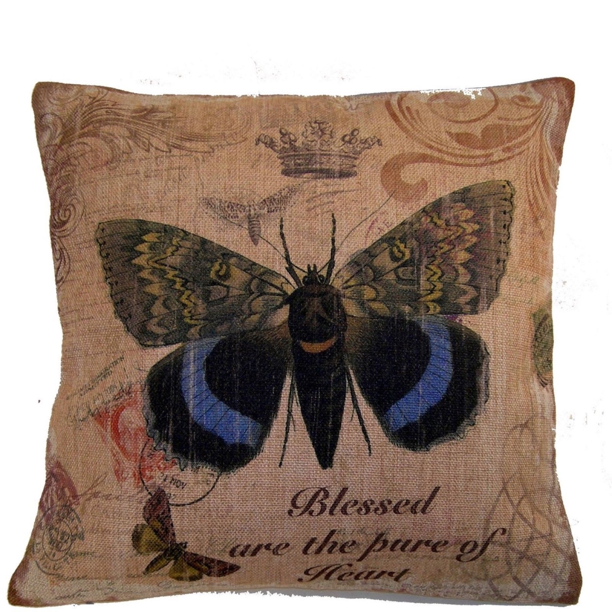 120376.17sq 17 In. Elegant Decor Butterfly Throw Pillow, Black & Blue