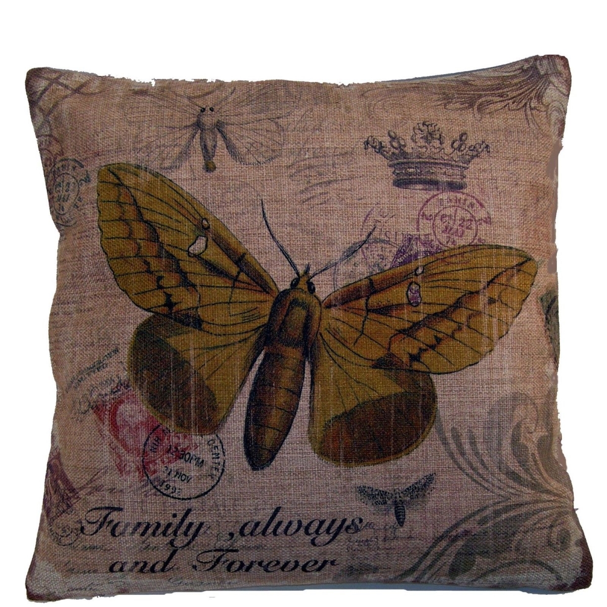 120377.17sq 17 In. Elegant Decor Butterfly Throw Pillow, Yellow