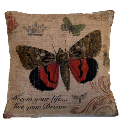 120378.17sq 17 In. Elegant Decor Butterfly Throw Pillow, Black & Red