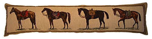 N13360.36 Horses Draft Pillow, Brown