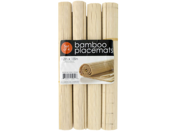 Os929-12 Roll-up Natural Bamboo Placemats Set - Pack Of 12
