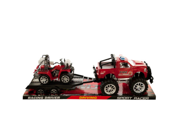 Kl230-4 Friction Powered Fire Rescue Trailer Truck With Atv - Pack Of 4
