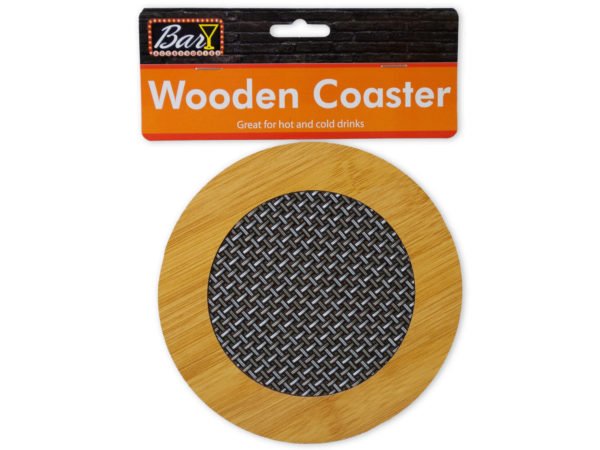 Hr431-24 6.85 In. Round Wooden Coaster With Basket Weave Pattern, 24 Piece