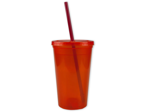 Hc351-10 6 In. & 16 Oz Orange Double Wall Mood Tumbler With Straw, 10 Piece