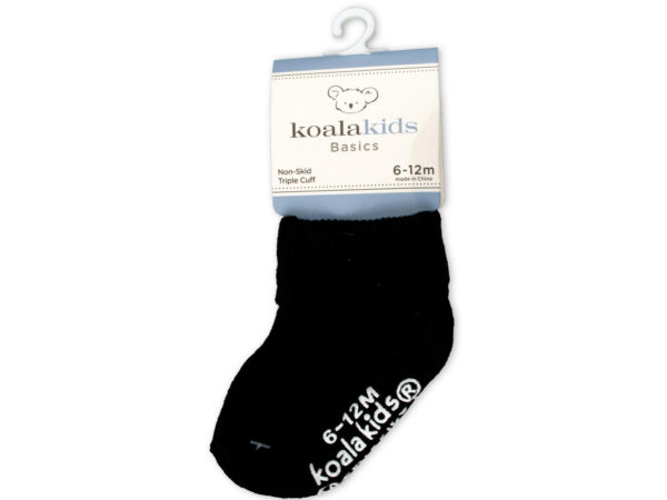 Gh665-24 Koala Kids Basics Black Socks, 6-12 Months - Pack Of 24