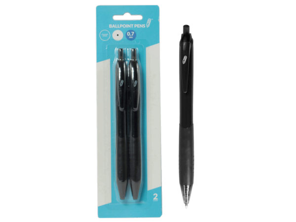 Retractable 0.7 Mm Ballpoint Pens, Black - 2 Per Pack - Pack Of 96
