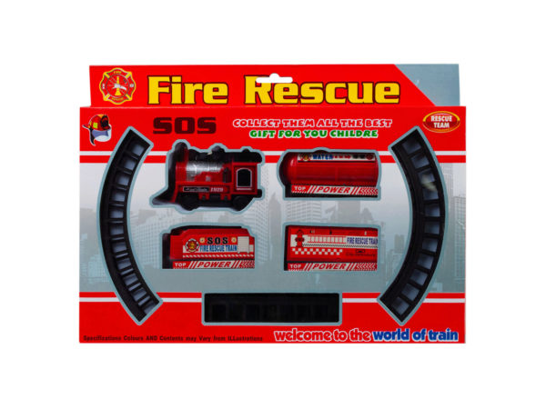 Ot965-4 Battery Operated Firefighter Train With Rails - Pack Of 4