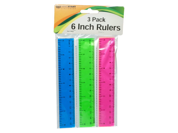 Op924-96 3 Piece 6 In. Plastic Colored Rulers - Pack Of 96