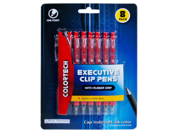 Ae095-24 Executive Red Click Top Pen With Rubber Grip, Case Of 8 - Pack Of 24