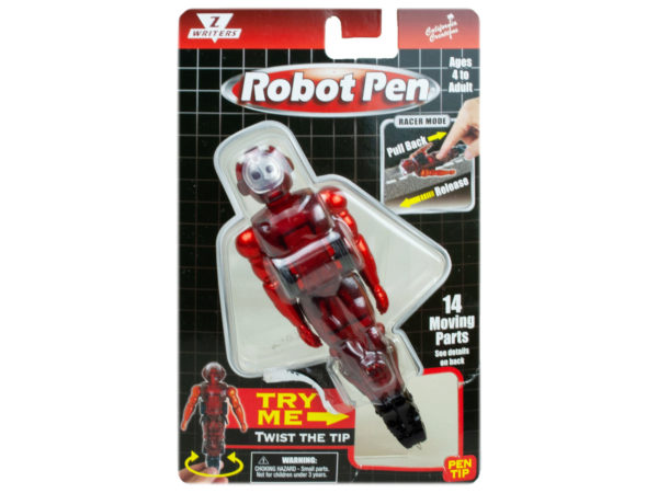 Af610-12 Red Pull Back Robot Pen - Pack Of 12