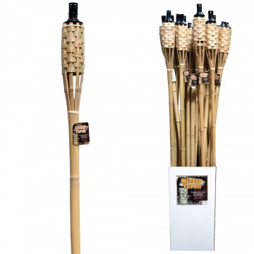 Ol977-48 60 In. Natural Bamboo Wicker Tiki Torch Floor Display, 48 Piece