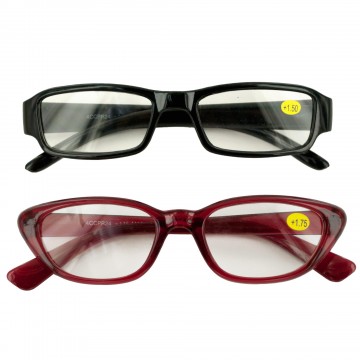 Unisex Plastic Reading Glasses Countertop Display, Red & Black - 24 Piece