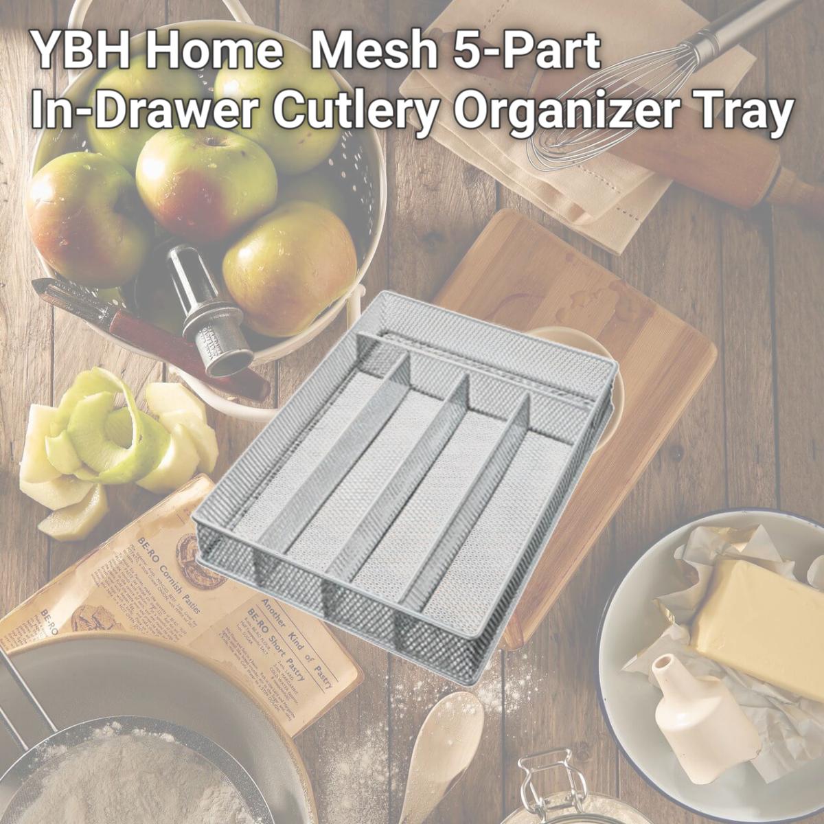 Picture of YBH Home 1596 Mesh 5-Part In-Drawer Cutlery Organizer Tray