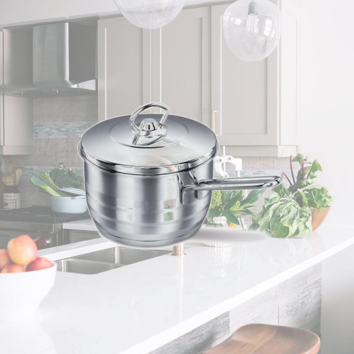 Picture of YBMHome A1892 Stainless Steel Capsulated Saucepan- High Polish Finish - 2 Quart
